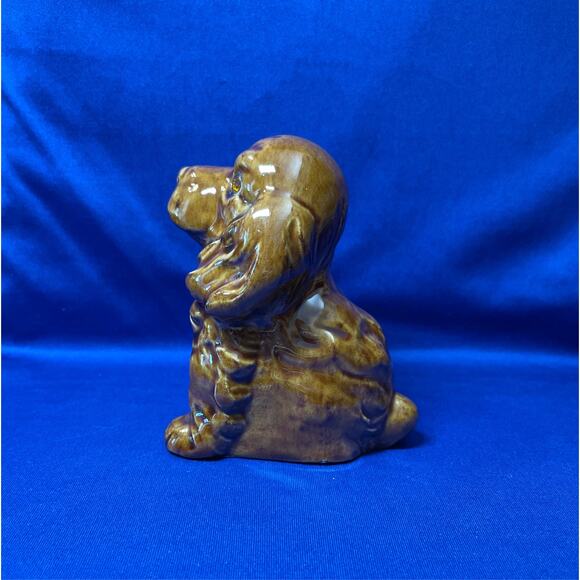 Brown Ceramic Cocker Spaniel Dog Figurine with Glass Eyes - Picture 3 of 7